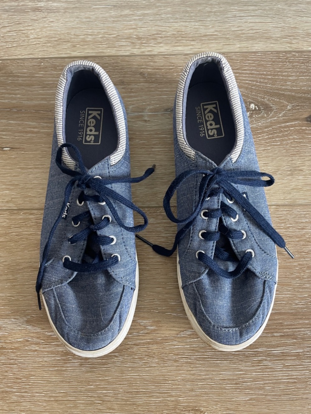Keds Denim Blue Canvas Lace-Up Sneakers Sz 7.5